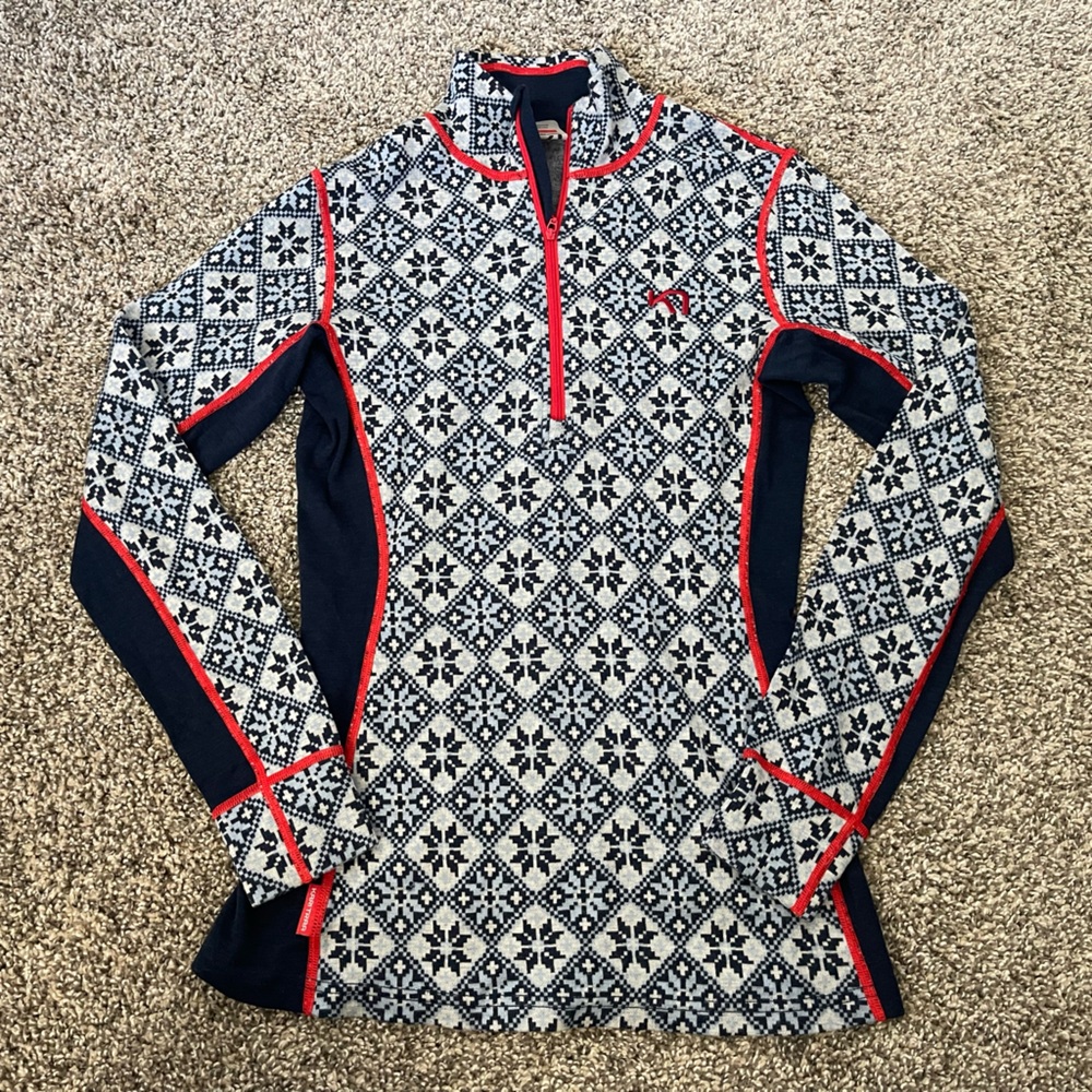 Women’s Kari Traa Rose Half Zip Nordic Merino Wool Base Layer Top Size M - Picture 3 of 9